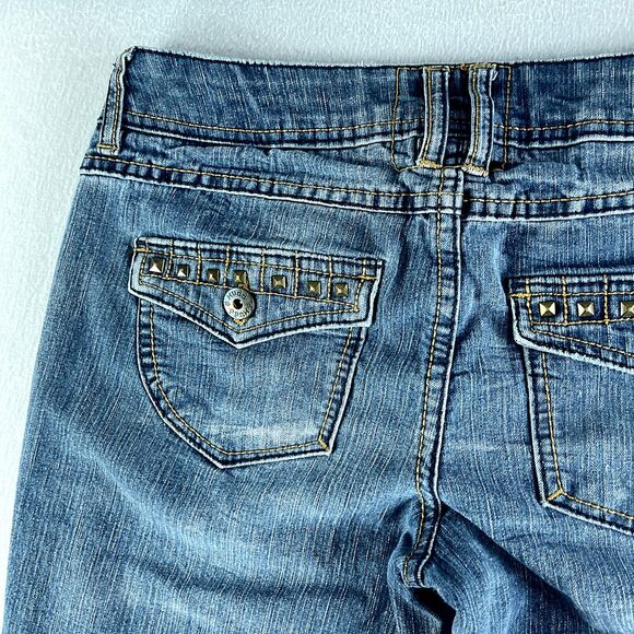 Mudd Women Jeans Blue Tag Size 1 (28x20) Low Rise Capri Medium Wash Stretch - Picture 14 of 15